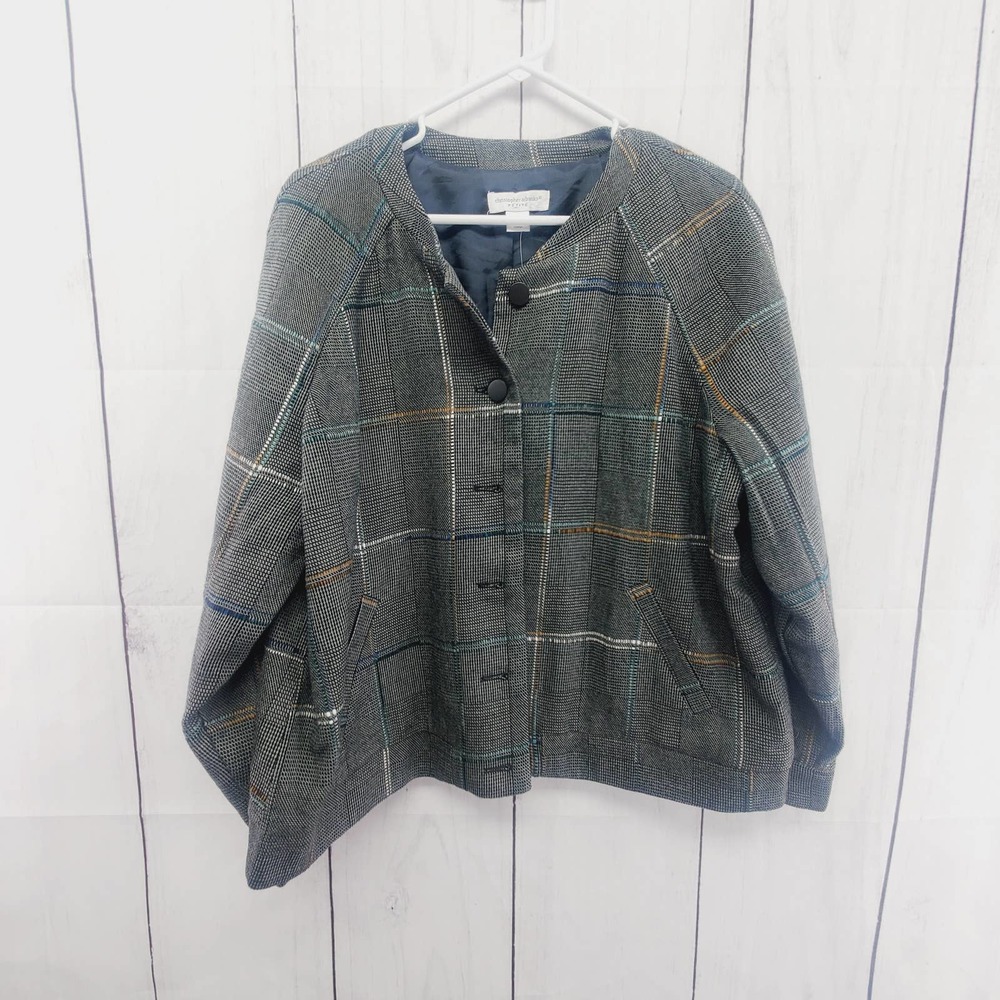 NWT Christopher & Banks Petite Plaid Tweed Short Hem Blazer Womens XL